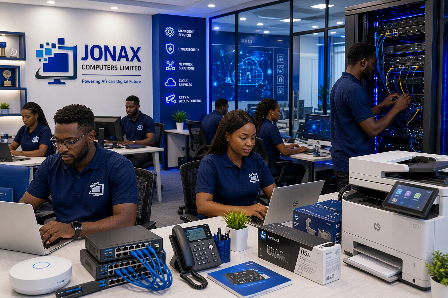 Printer toner laptop and networking showroom